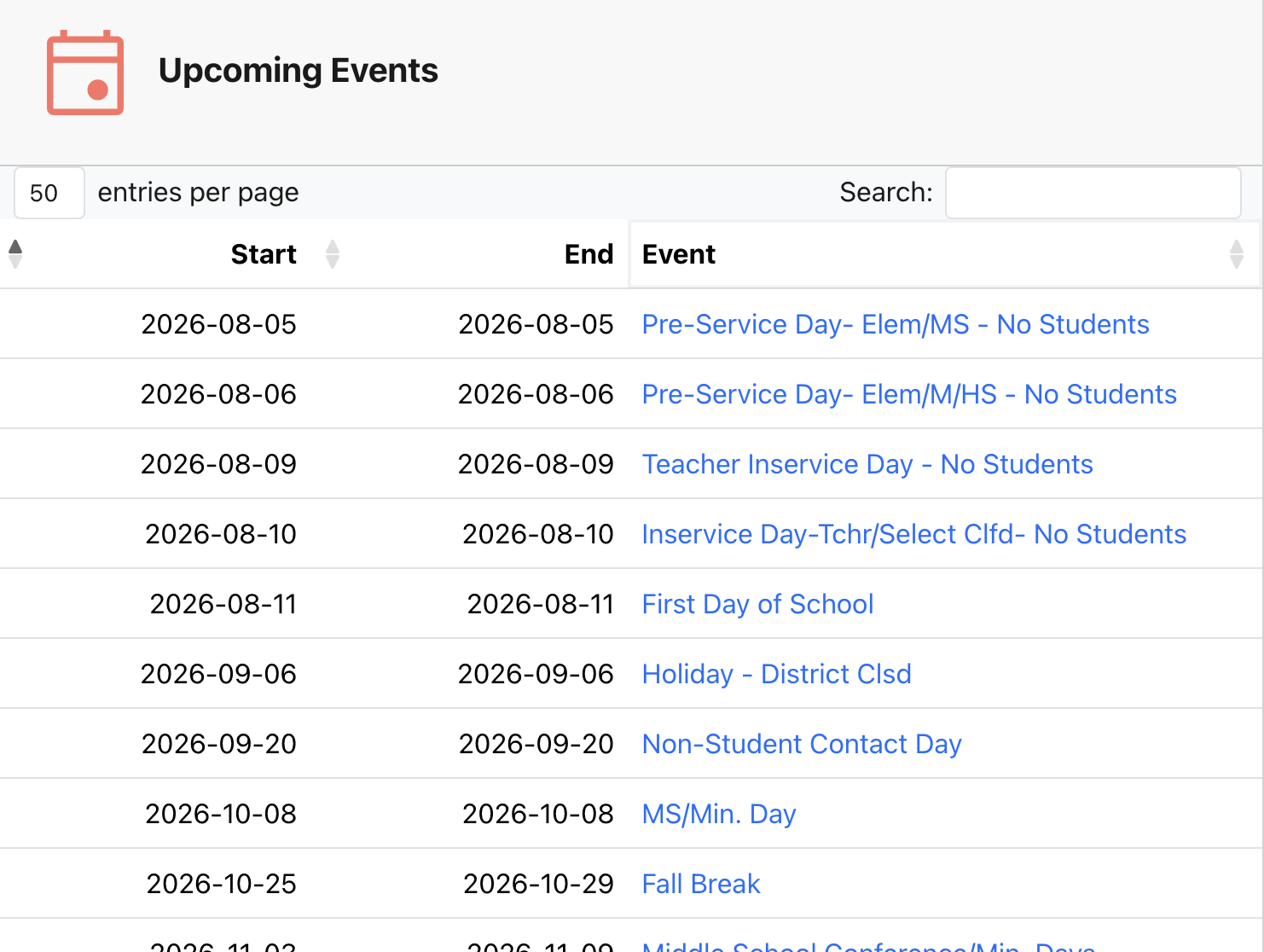 School Calendar Integration
